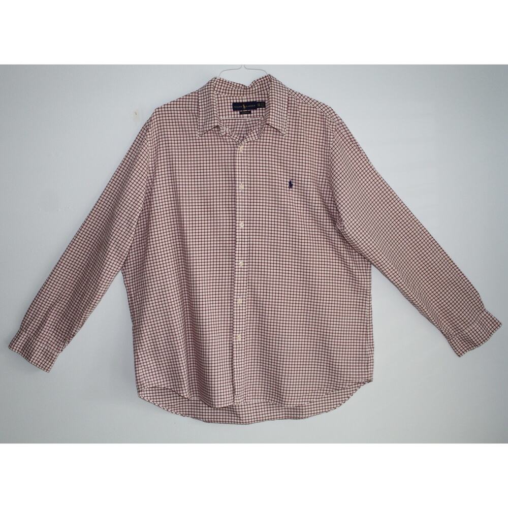 Ralph Lauren Shirt Mens XXL Red/White Checkered Button Down Long Sleeve Pony